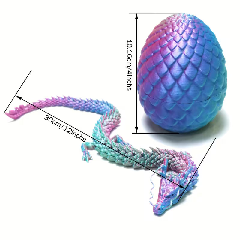 3D Printed Dragon Egg with Articulated Dragon Fidget Toy