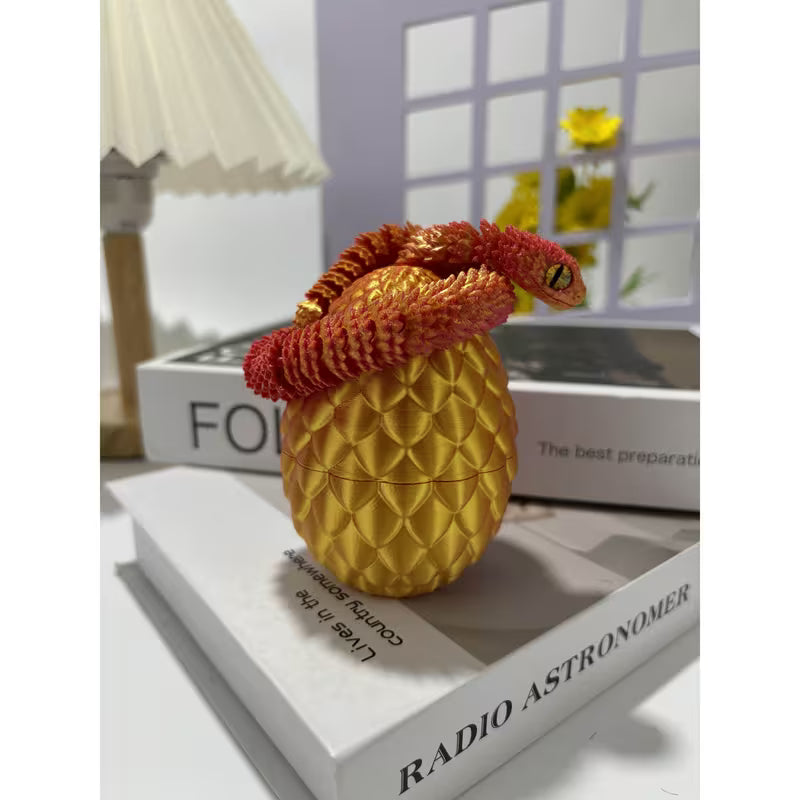 Vintage Snake & Egg Resin Figurine Set