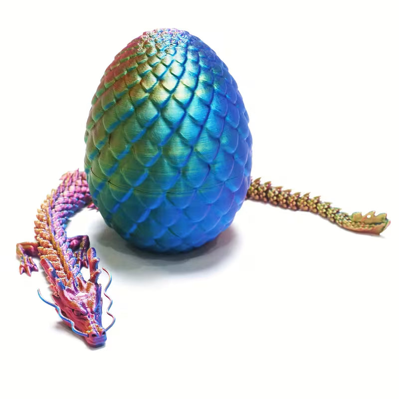 3D Printed Dragon Egg with Articulated Dragon Fidget Toy