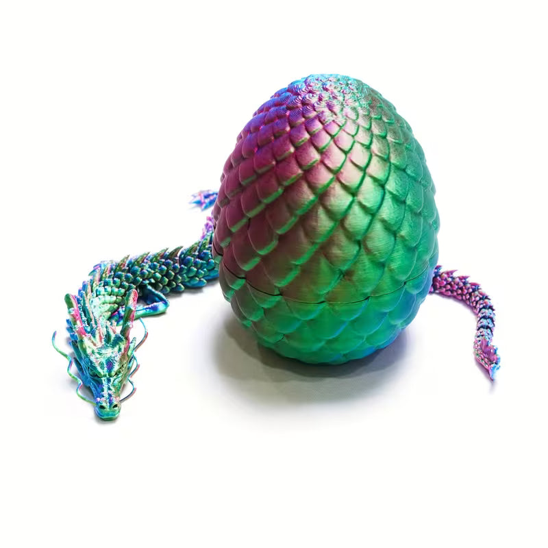 3D Printed Dragon Egg with Articulated Dragon Fidget Toy