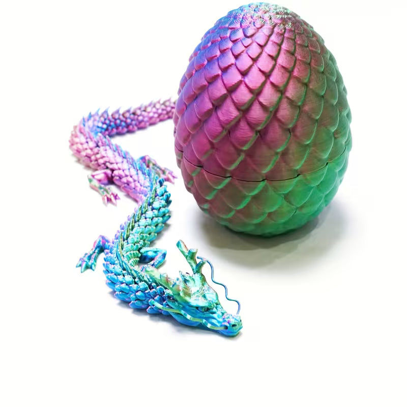 3D Printed Dragon Egg with Articulated Dragon Fidget Toy