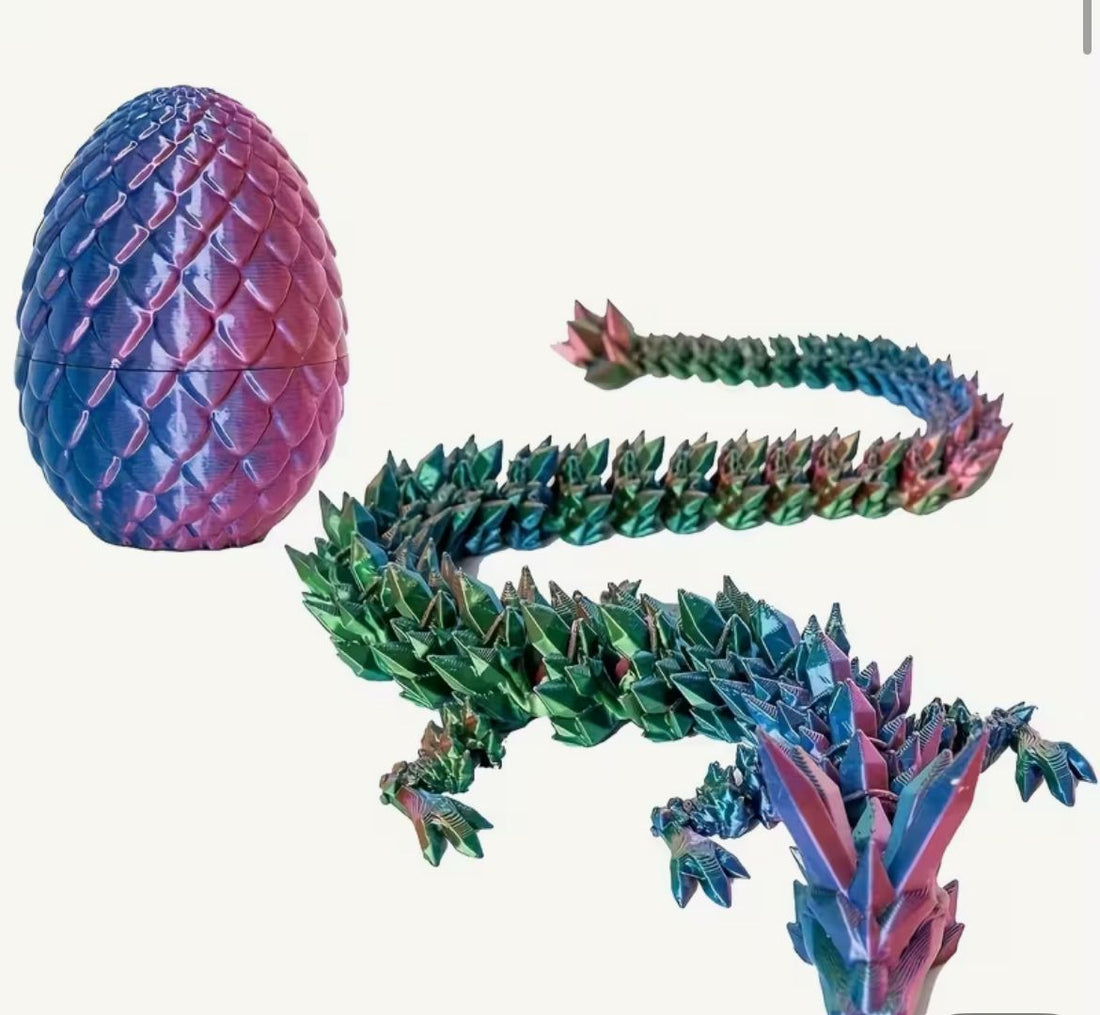 Crystal Serpent Dragon with Egg – Articulated Fantasy Display Figure