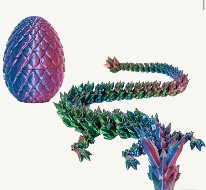 Crystal Serpent Dragon with Egg – Articulated Fantasy Display Figure