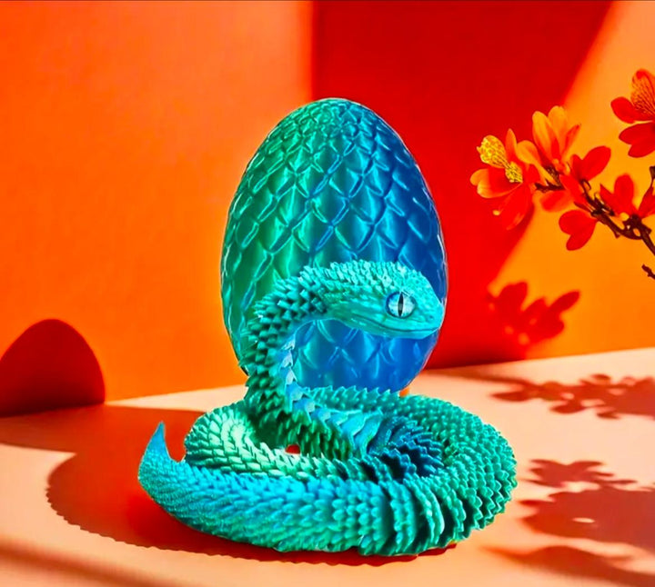 Viper Hatchling with Egg – Serpentine Fantasy Display Figurine