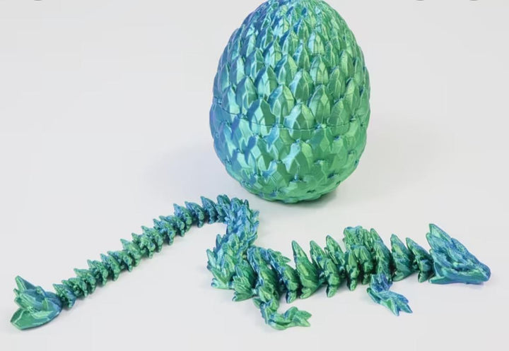 Gem Dragon with Egg – Shimmering Emerald-Toned Articulated Fantasy Figure