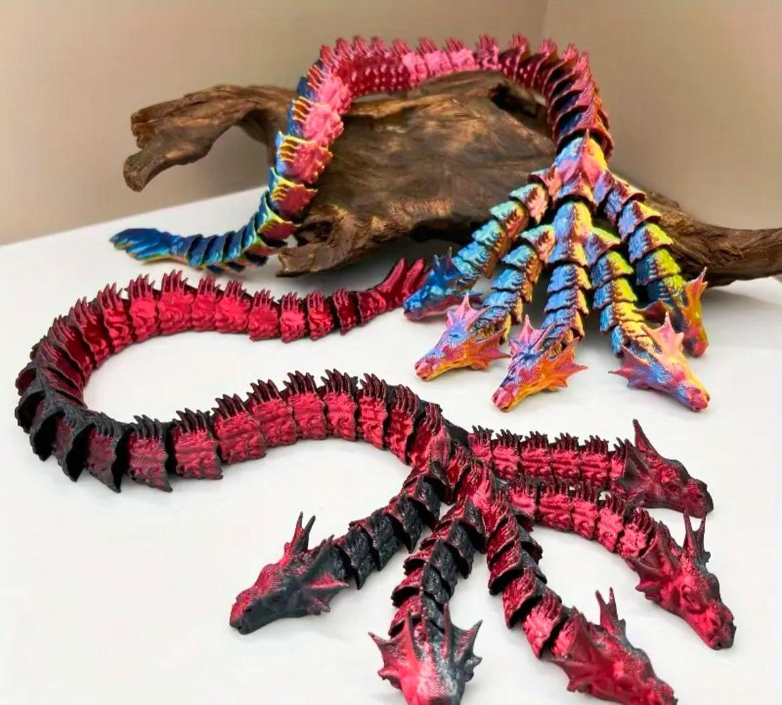 Colorful Dragon Figurine with Red Wings