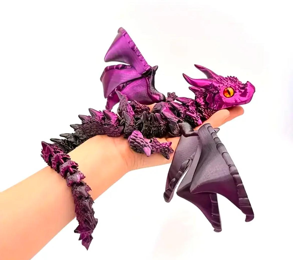 Colorful Dragon Figurine with Red Wings