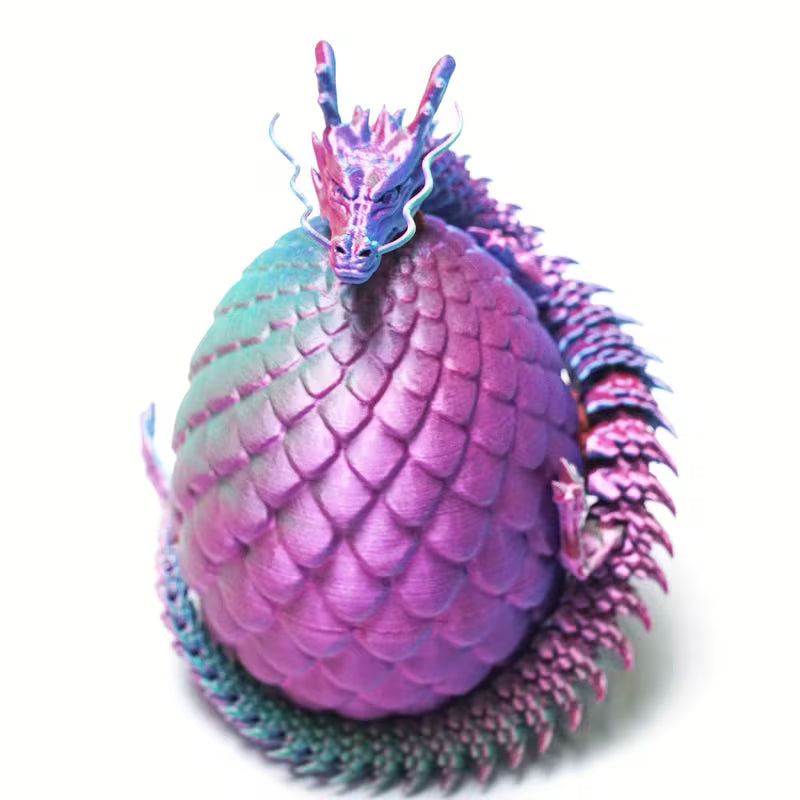 3D Printed Dragon Egg with Articulated Dragon Fidget Toy