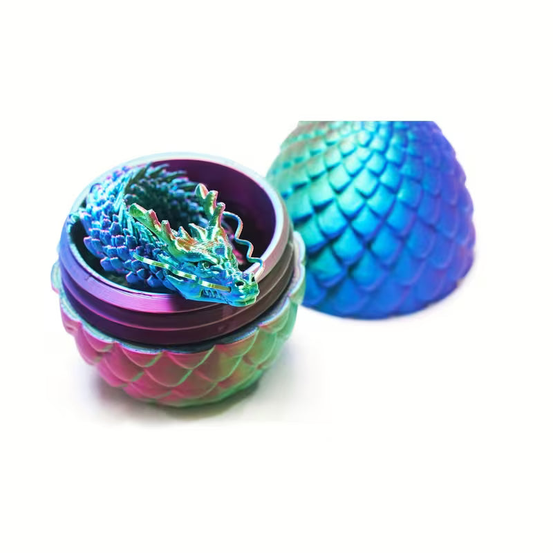 3D Printed Dragon Egg with Articulated Dragon Fidget Toy