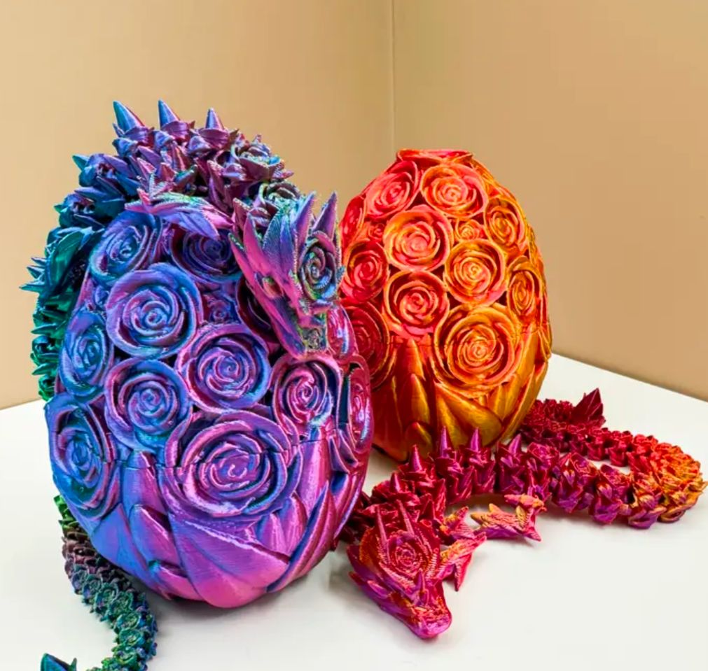 Roseborn Dragon Egg Set – Handcrafted Fantasy Display with Baby Dragon Hatchlings